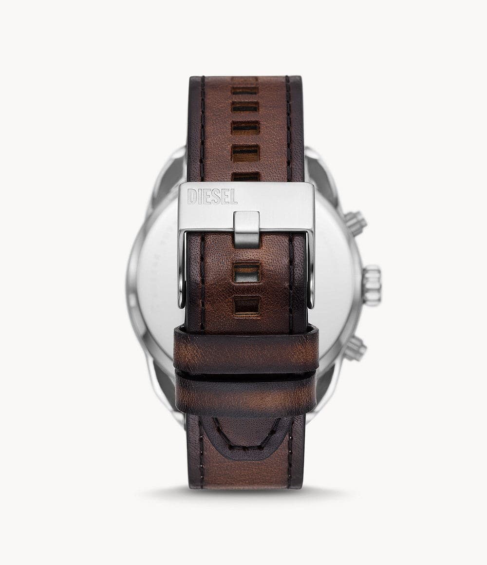 Diesel Spiked Chronograph Brown Leather Watch DZ4606i - Kamal Watch Company