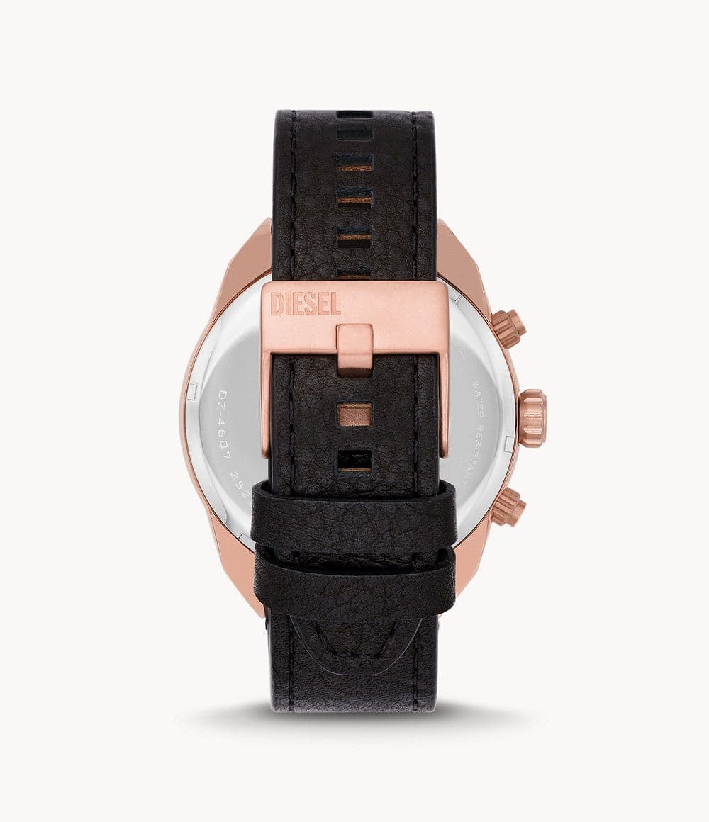 Diesel Spiked Chronograph Black Leather Watch DZ4607i - Kamal Watch Company