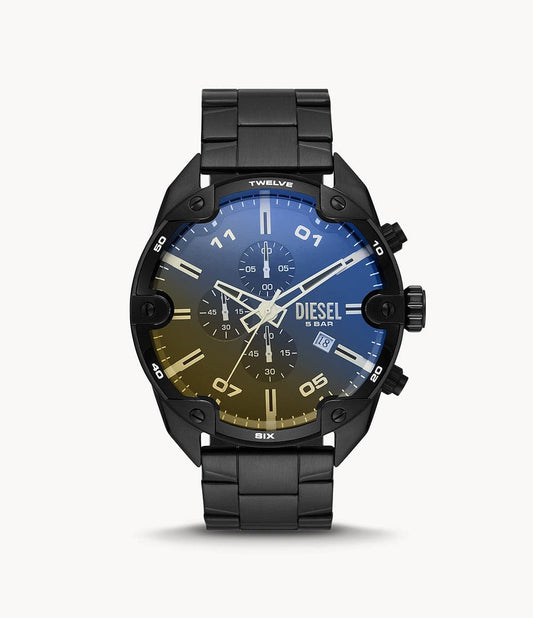 Diesel Spiked Chronograph Black-Tone Stainless Steel Watch DZ4609i - Kamal Watch Company