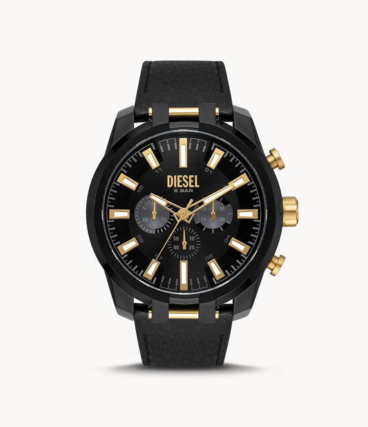 Diesel Split Chronograph Black Leather Watch DZ4610I - Kamal Watch Company
