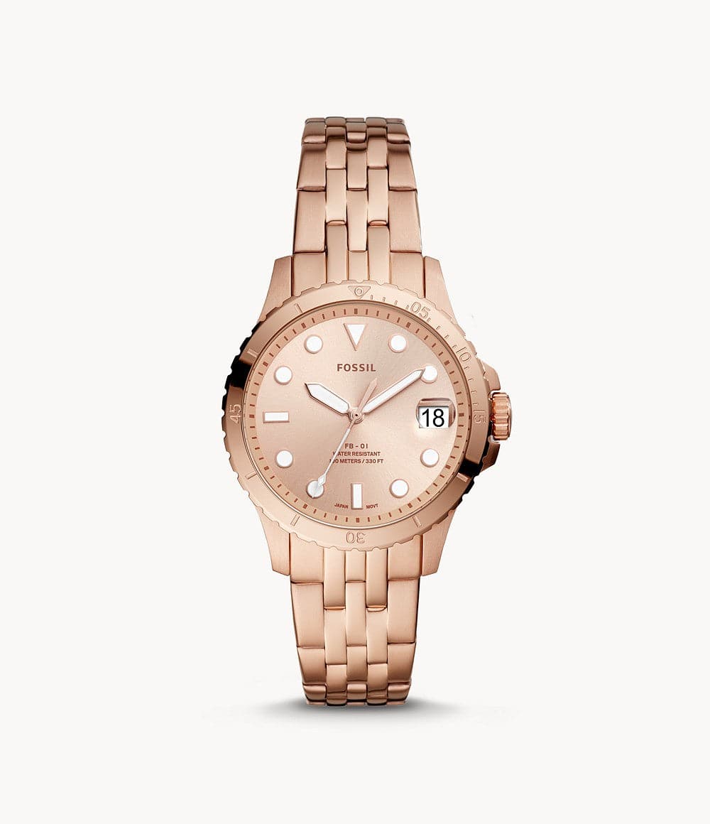 Fossil FB-01Three-Hand Date Rose Gold-Tone Stainless Steel Watch ES4748 - Kamal Watch Company