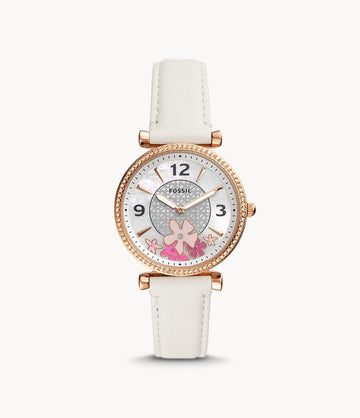 FOSSIL Carlie Two-Hand White Eco Leather Watch ES5187 - Kamal Watch Company