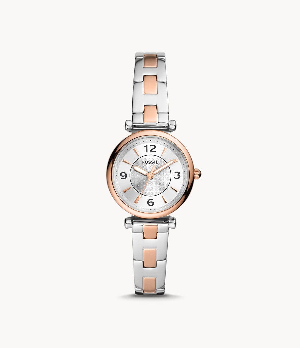 FOSSIL Carlie Three-Hand Two-Tone Stainless Steel Watch ES5201 - Kamal Watch Company