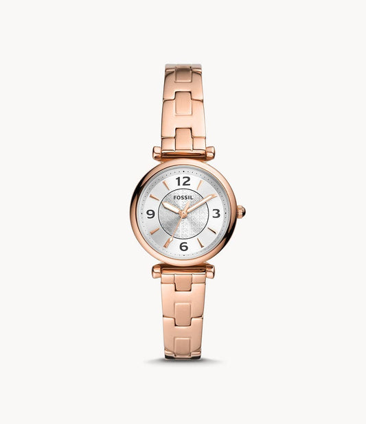 FOSSIL Carlie Three-Hand Rose Gold-Tone Stainless Steel Watch ES5202I - Kamal Watch Company
