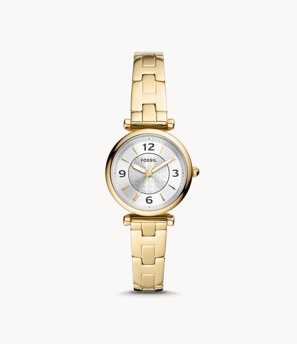 FOSSIL Carlie Three-Hand Gold-Tone Stainless Steel Watch ES5203I - Kamal Watch Company