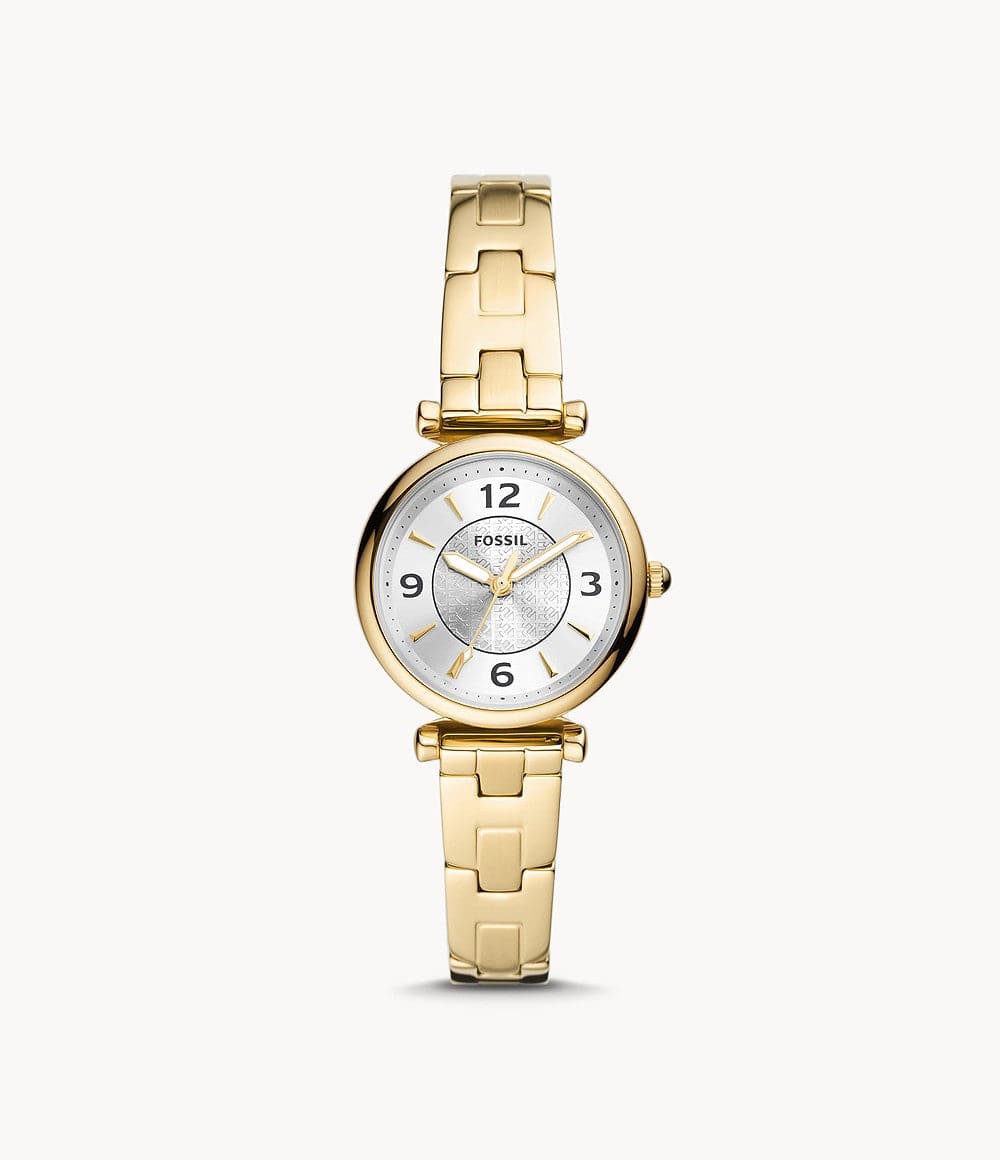 FOSSIL Carlie Three-Hand Gold-Tone Stainless Steel Watch ES5203I - Kamal Watch Company