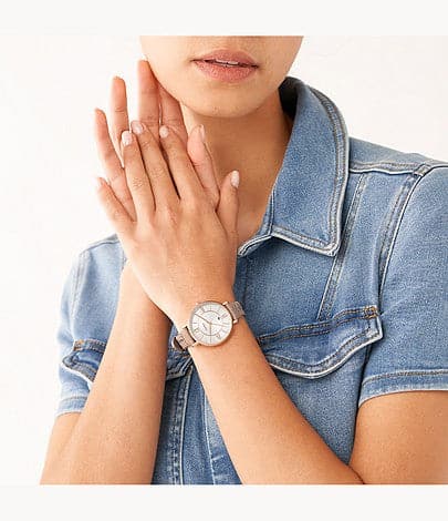 FOSSIL Jacqueline Three-Hand Date Latte Eco Leather Watch ES5207i - Kamal Watch Company