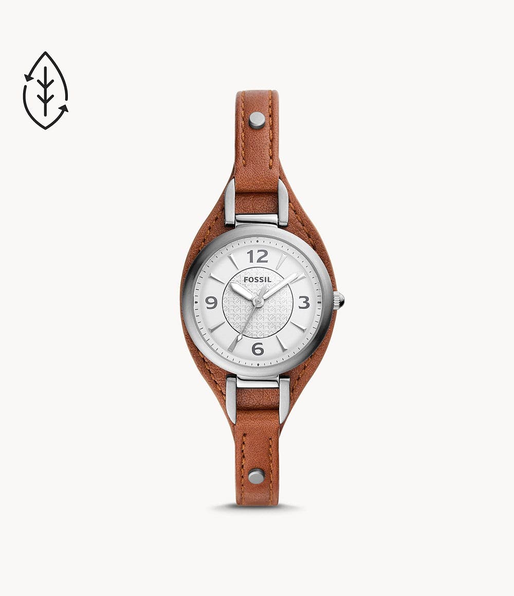 FOSSIL Carlie Three-Hand Brown Eco Leather Watch ES5214I - Kamal Watch Company