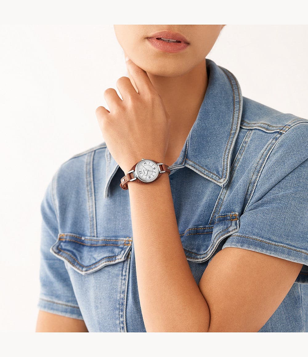 FOSSIL Carlie Three-Hand Brown Eco Leather Watch ES5214I - Kamal Watch Company