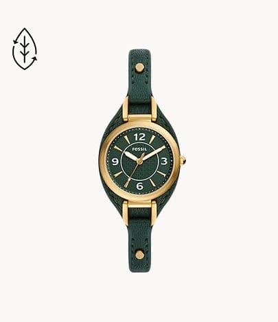 FOSSIL Carlie Three-Hand Green Eco Leather Watch ES5241I - Kamal Watch Company
