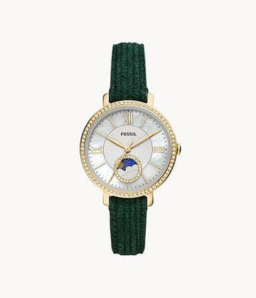 FOSSIL Jacqueline Sun Moon Multifunction Green Leather Watch ES5244I - Kamal Watch Company