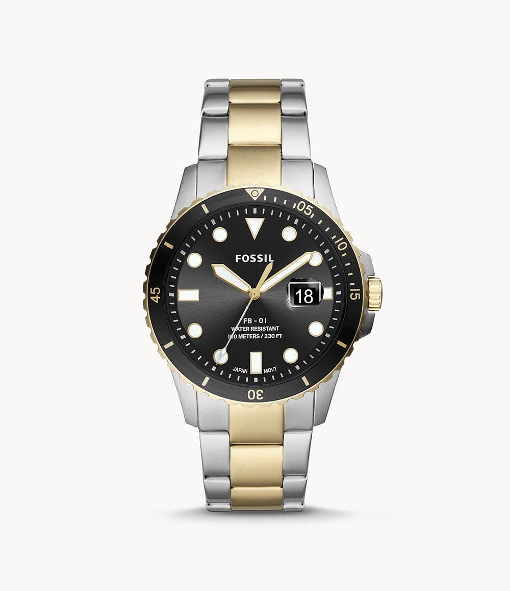 Fossil FB-01 Three-Hand Date Two-Tone Stainless Steel Watch FS5653 - Kamal Watch Company