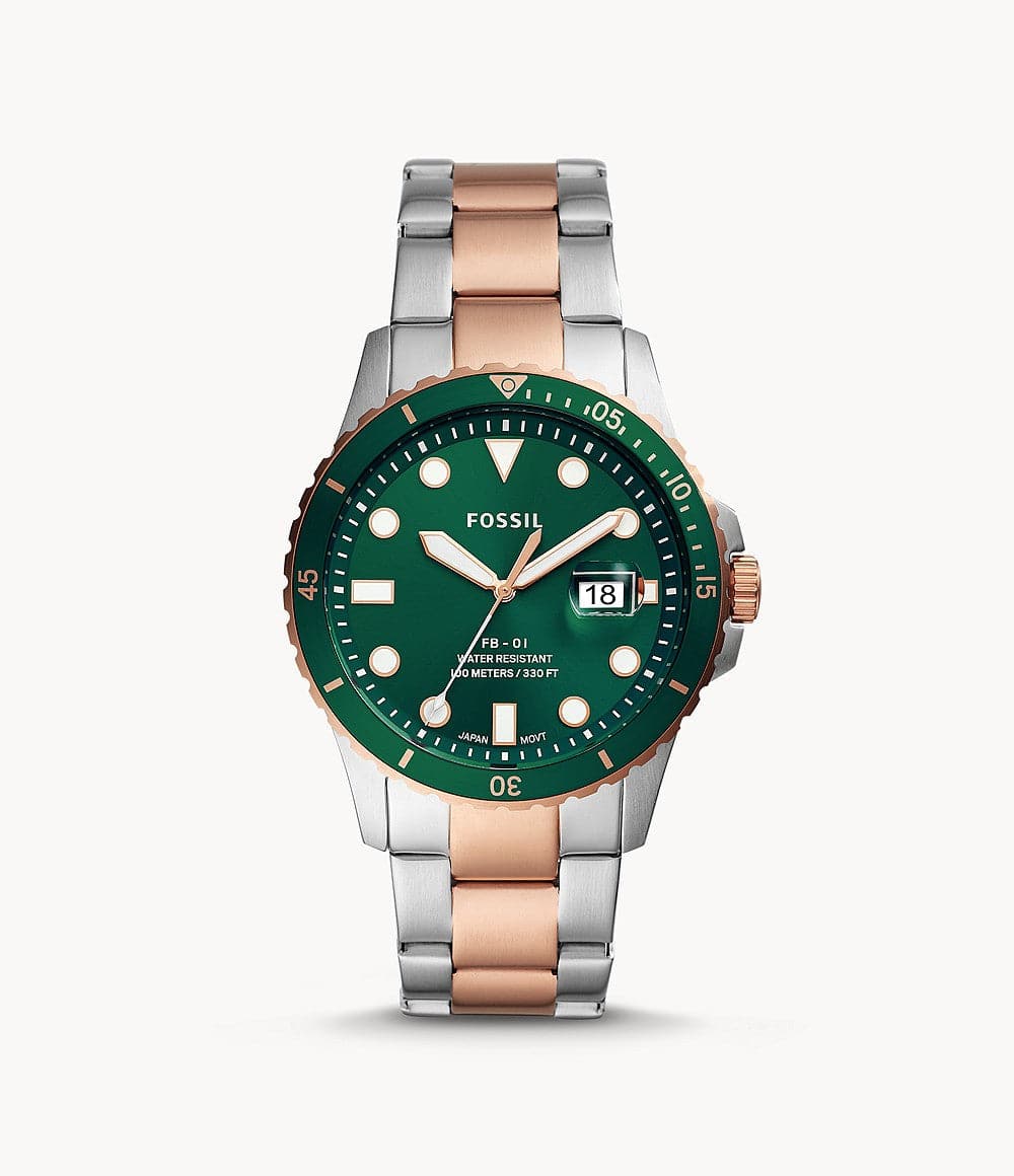 FOSSIL FB-01 Three-Hand Date Two-Tone Stainless Steel Watch FS5743I - Kamal Watch Company