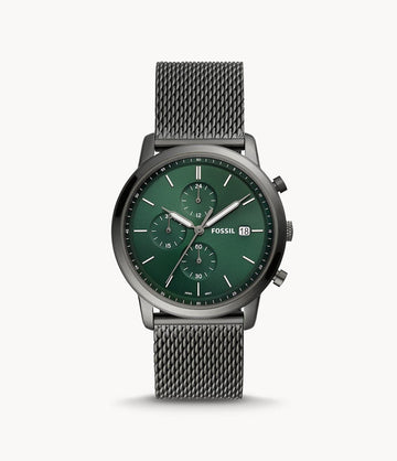 FOSSIL Minimalist Chronograph Smoke Stainless Steel Mesh Watch FS5908I - Kamal Watch Company