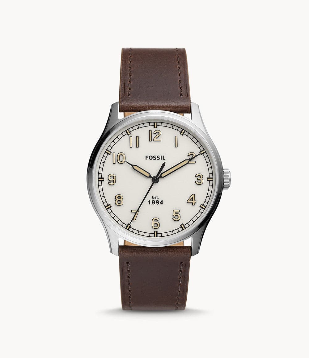 FOSSIL Dayliner Three-Hand Brown Leather Watch FS5927I - Kamal Watch Company