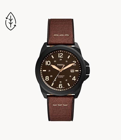 FOSSIL Bronson Three-Hand Date Dark Brown Eco Leather Watch FS5938I - Kamal Watch Company