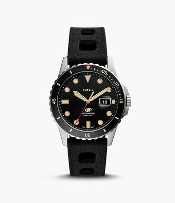 Fossil Blue Three-Hand Date Black Silicone Watch FS5947I - Kamal Watch Company