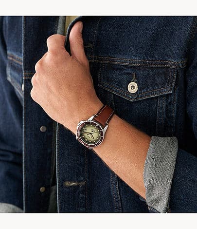 Fossil Blue Three-Hand Date Brown Eco Leather Watch FS5961I - Kamal Watch Company