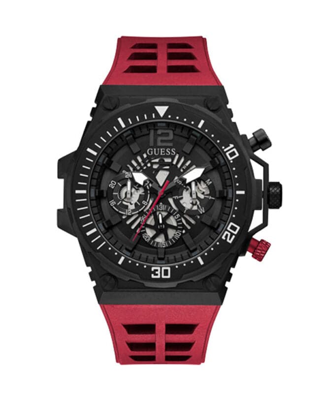 BLACK CASE RED SILICONE WATCH - Kamal Watch Company