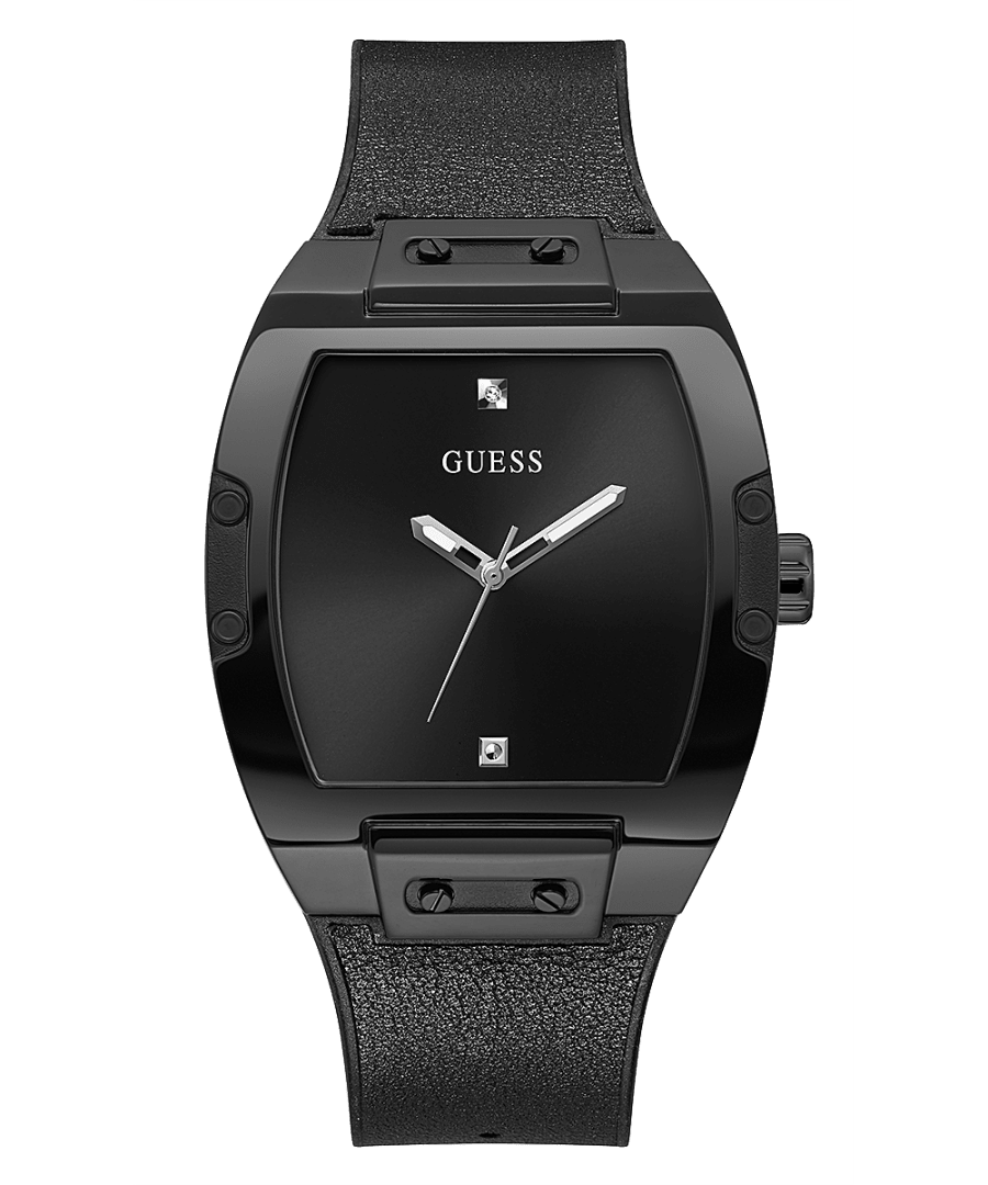 Black Case Black Genuine Leather/Silicone Watch