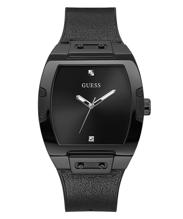 Black Case Black Genuine Leather/Silicone Watch