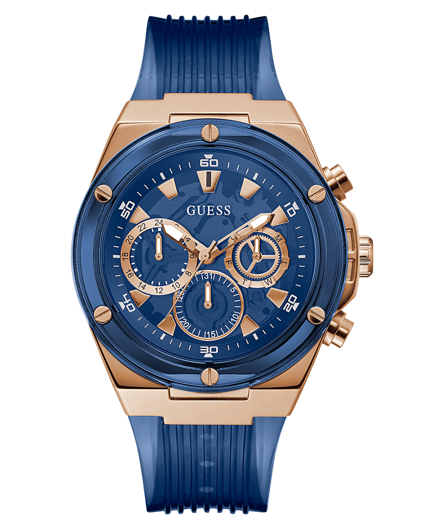 Guess Poseidon 46 mm Blue Dial Silicone Analog Watch for Men - GW0425G3 - Kamal Watch Company