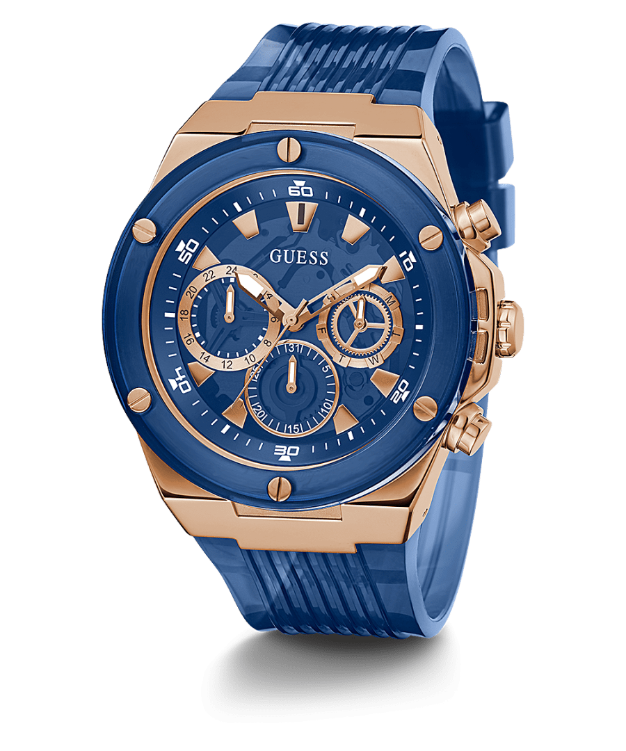 Guess Poseidon 46 mm Blue Dial Silicone Analog Watch for Men - GW0425G3 - Kamal Watch Company
