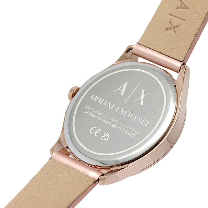 Armani Exchange Leather Rose Gold Dial 36 mm Analog Watch for Women - AX5272 - Kamal Watch Company