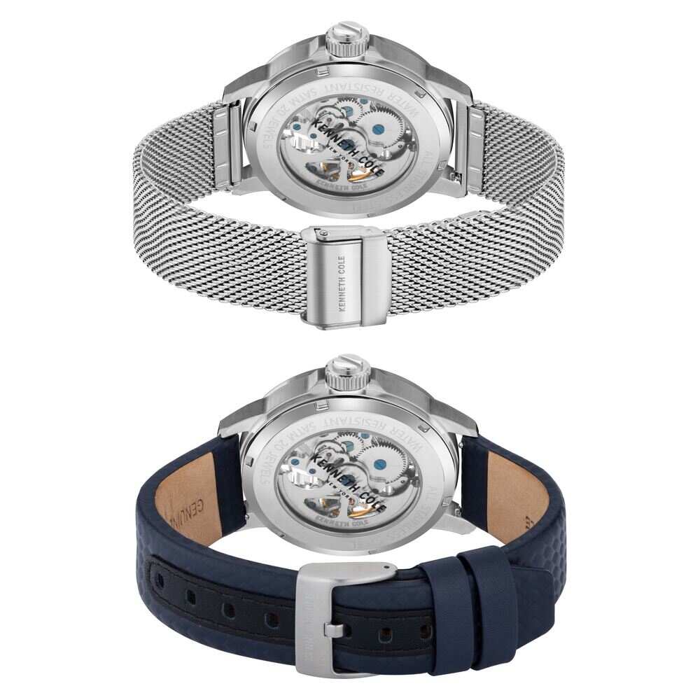 Kenneth Cole Grey Dial Silver Leather Strap Watch NDKCWGL2104101MN - Kamal Watch Company