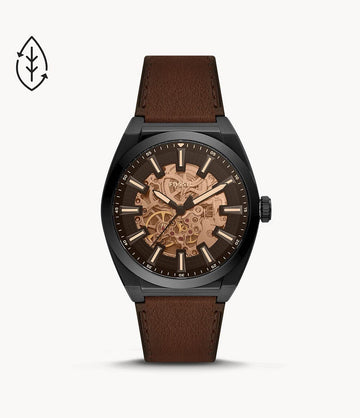 Fossil Everett Automatic Dark Brown Eco Leather Watch ME3207 - Kamal Watch Company