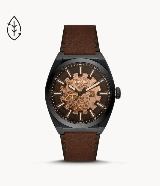 Fossil Everett Automatic Dark Brown Eco Leather Watch ME3207 - Kamal Watch Company