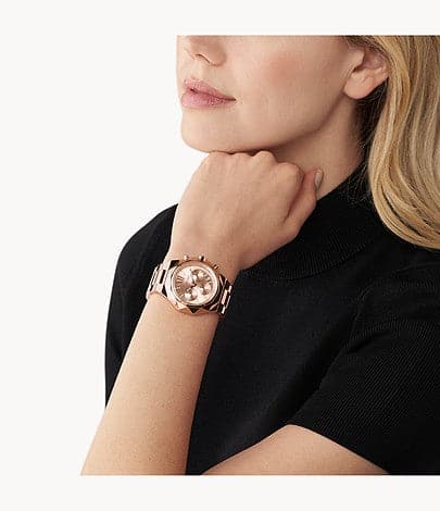 Michael Kors Raquel Chronograph Rose Gold-Tone Stainless Steel Watch M