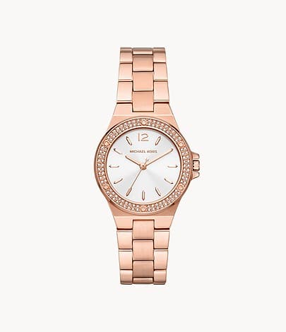 Michael Kors Mini-Lennox Three-Hand Rose Gold-Tone Stainless Steel Watch MK7279I - Kamal Watch Company