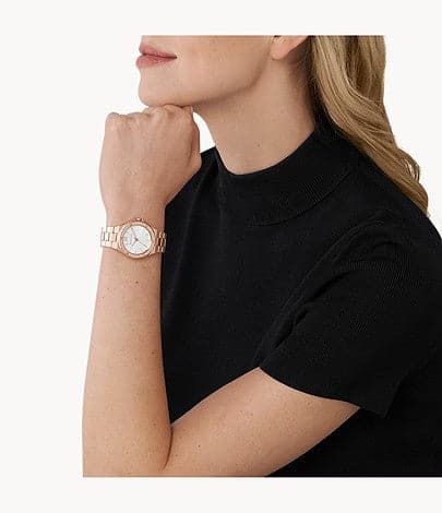 Michael Kors Mini-Lennox Three-Hand Rose Gold-Tone Stainless Steel Watch MK7279I - Kamal Watch Company