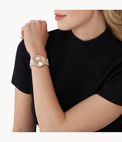 Michael Kors Mini-Lennox Three-Hand Blush Silicone Watch MK7282I - Kamal Watch Company