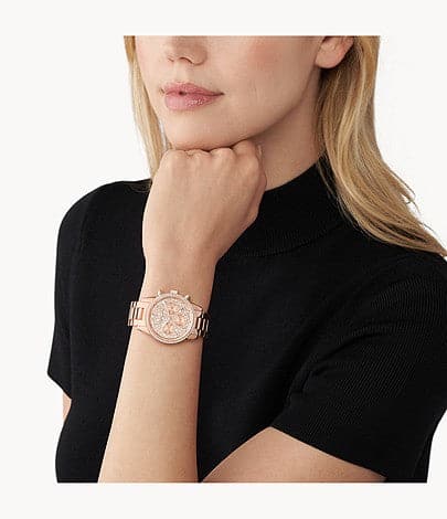 Michael Kors Ritz Chronograph Rose Gold-Tone Stainless Steel Watch MK7302I - Kamal Watch Company