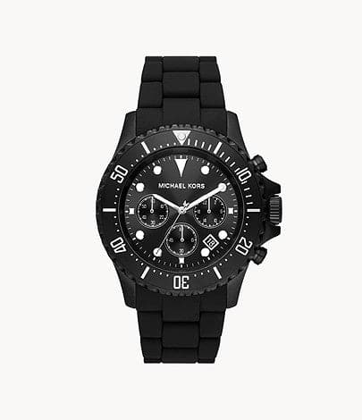 Michael Kors Everest Chronograph Black Stainless Steel and Silicone Watch MK8980 - Kamal Watch Company
