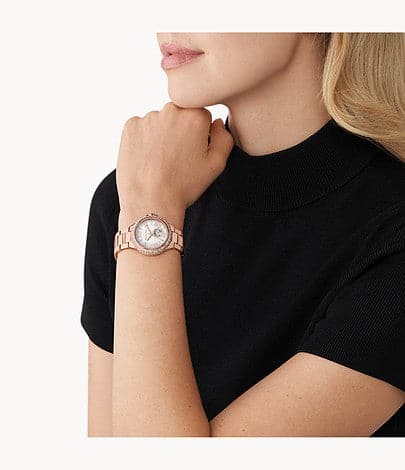 Michael Kors Mini-Camille Automatic Rose Gold-Tone Stainless Steel Watch MK9051 - Kamal Watch Company