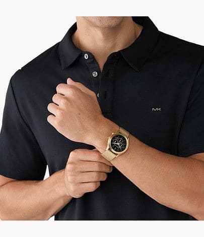 Michael Kors Slim Runway Chronograph Gold-Tone Stainless Steel Mesh Watch MK9057I - Kamal Watch Company