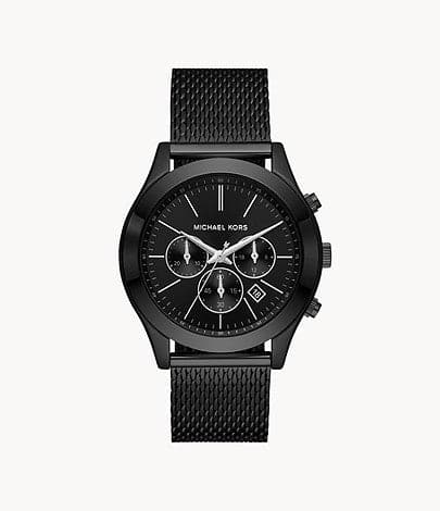 Michael Kors Slim Runway Chronograph Black Stainless Steel Mesh Watch MK9060I - Kamal Watch Company