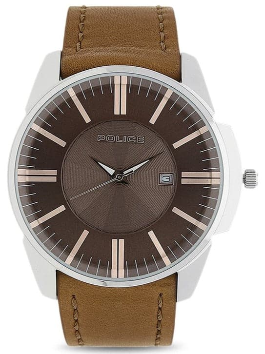 Police Rose Gold Dial Brown Leather Strap Analog Watch for Men PL14384JS11 - Kamal Watch Company