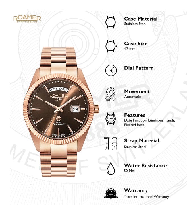 ROAMER Primeline Daydate Watch for Men 981662496590 - Kamal Watch Company