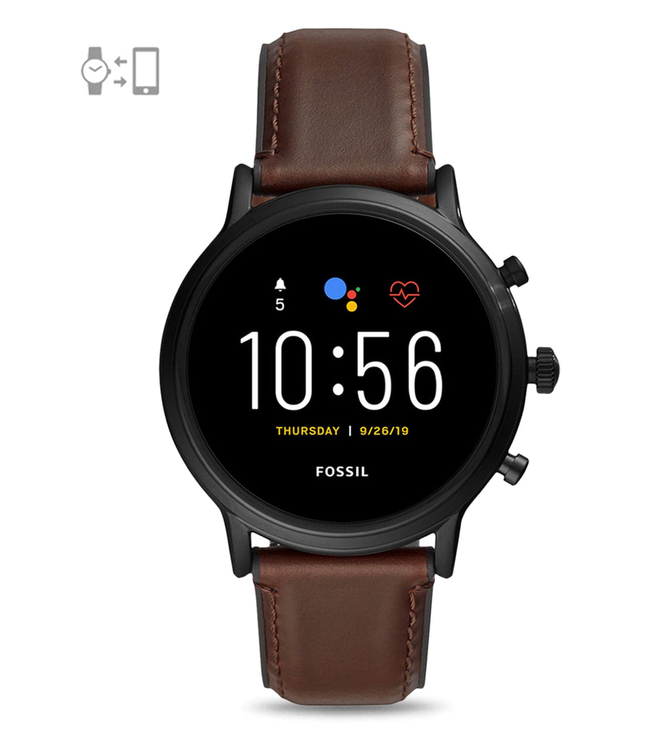 Gen 5 Smartwatch The Carlyle HR Dark Brown Leather - Kamal Watch Company