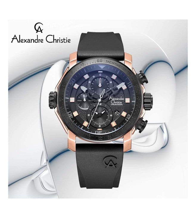 ALEXANDRE CHRISTIE 6565MCRBRBA AC Tachymeter Chronograph Watch for Men - Kamal Watch Company