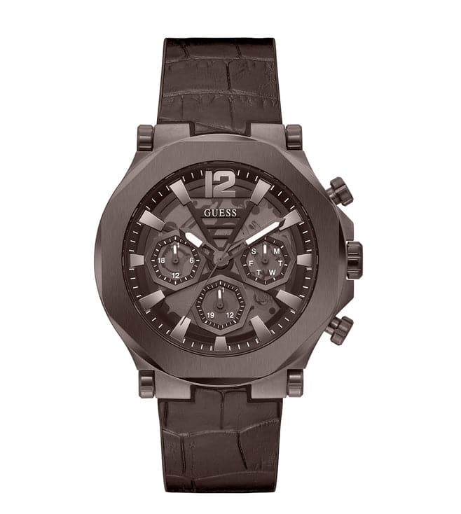 CHOCOLATE BROWN CASE CHOCOLATE BROWN GENUINE LEATHER/SILICONE WATCH - Kamal Watch Company