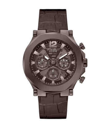 CHOCOLATE BROWN CASE CHOCOLATE BROWN GENUINE LEATHER/SILICONE WATCH - Kamal Watch Company