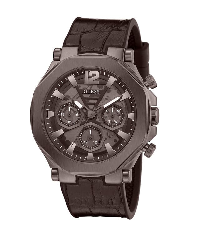 CHOCOLATE BROWN CASE CHOCOLATE BROWN GENUINE LEATHER/SILICONE WATCH - Kamal Watch Company