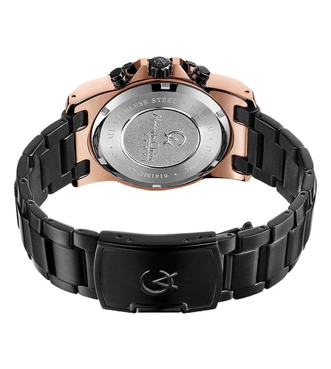 Alexandre Christie Mens 44 mm Chronograph Black Dial Metal Analogue Watch - 6141MCBBRBA - Kamal Watch Company