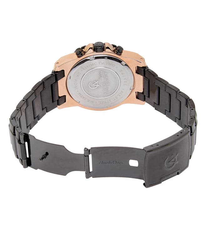 Alexandre Christie Mens 44 mm Chronograph Black Dial Metal Analogue Watch - 6141MCBBRBA - Kamal Watch Company