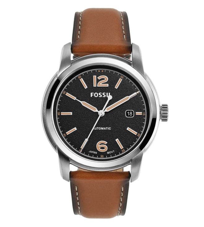 Fossil Mens 43 mm Heritage Black Dial Leather Analog Watch - ME3233 - Kamal Watch Company